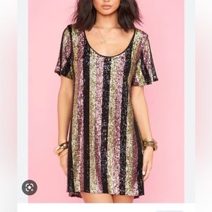 Show Me Your Mumu Showtime Stripe Katie Dress Large sequins sparkles Eras tour